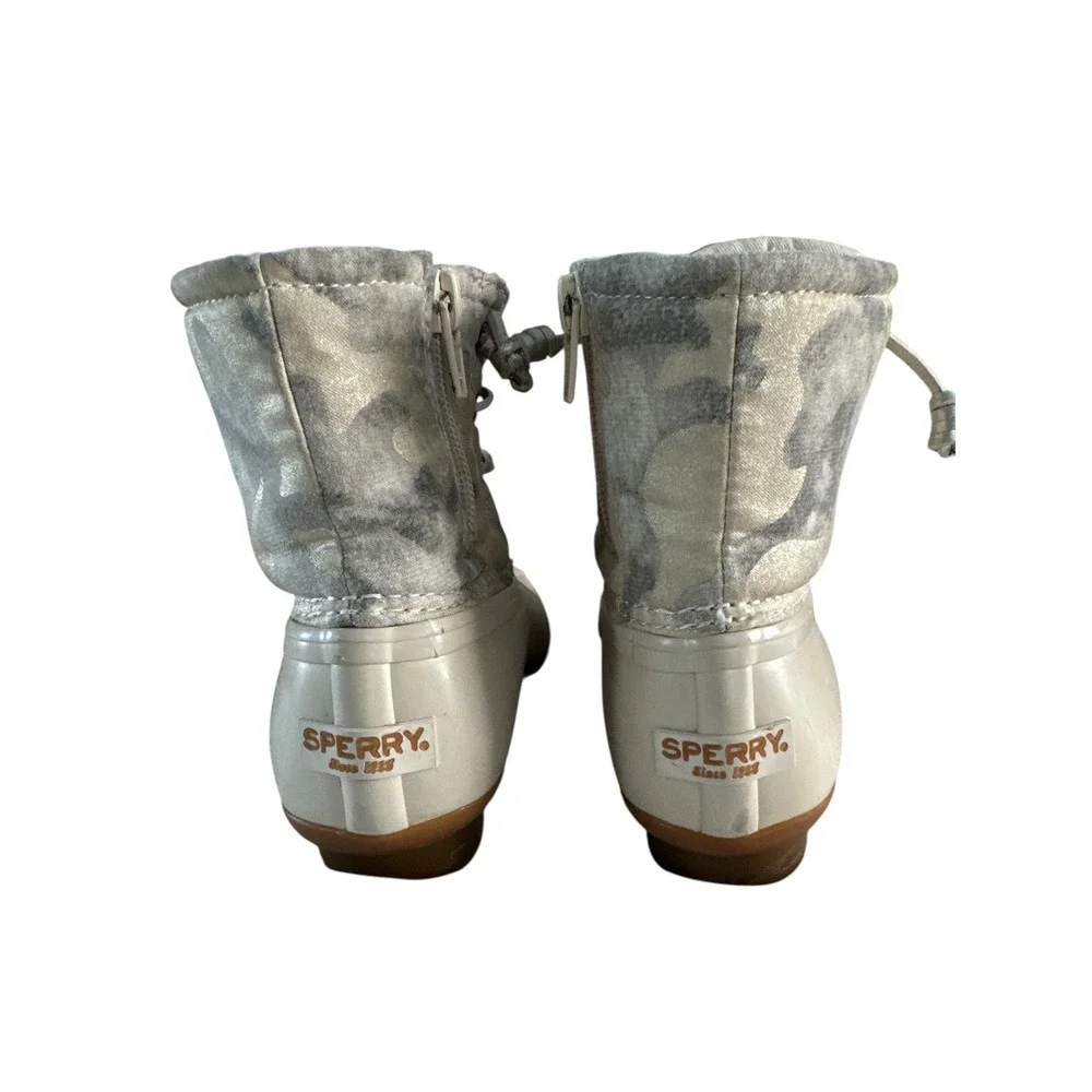 Sperry‎ Kids Size 1M Metallic Camo Duck Boots Lace Up Waterproof Shoes